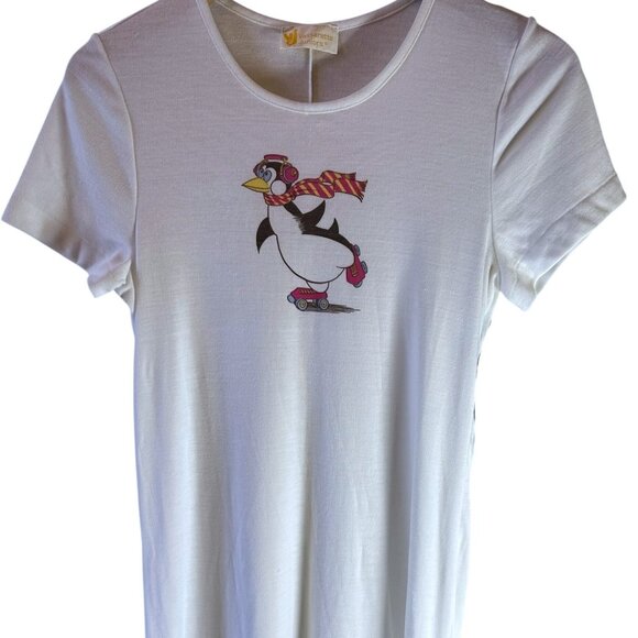NOS Vintage Vassarette Juniors White Penguin Roller Skate Nightgown – Size Large - Picture 3 of 7